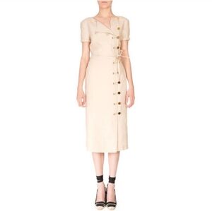 Altuzarra nautical 100% linen Kyoto short sleeve dress with gold buttons